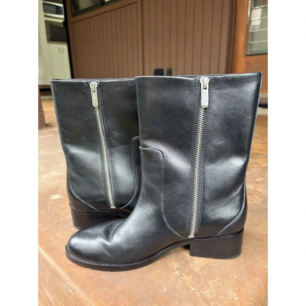 3.1 Philip Lim Black Leather Side Zip Almond Toe Lucien Archive Boot - EU38 US8